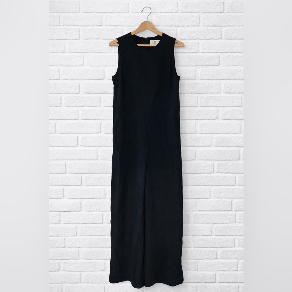 Babaton Aritzia Black Wide Leg Jumpsuit Minimalist Sleeveless Tailored Pantsuit